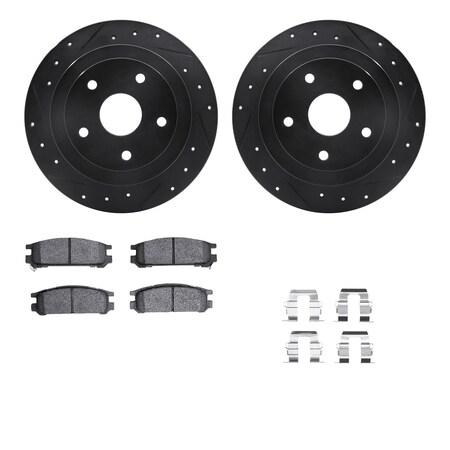 Dynamic Friction Co 8512-13013, Rotors-Drilled and Slotted-Black w/ 5000 Advanced Brake Pads incl. Hardware, Zinc Coated 8512-13013